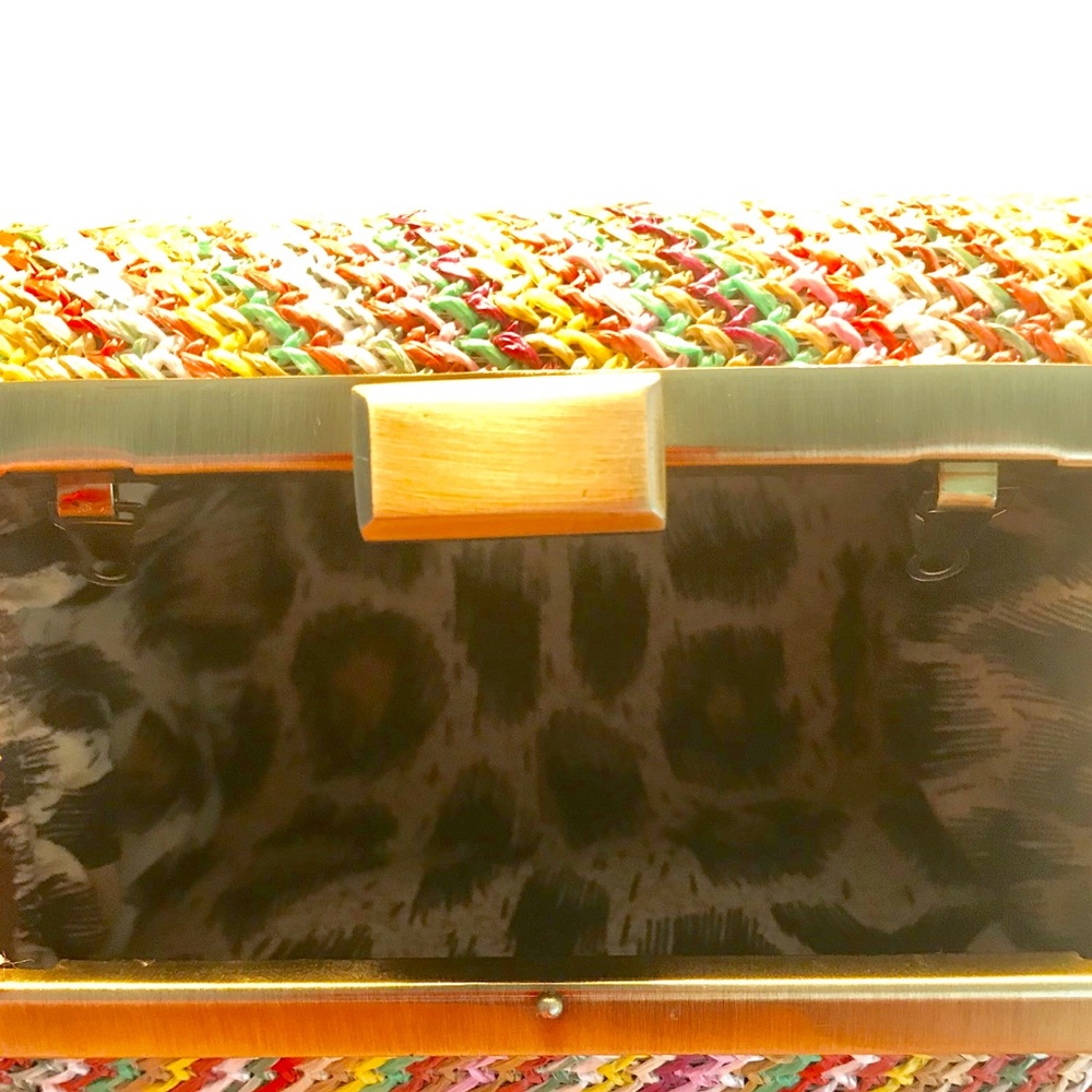 Multi Color Raffia Straw Clutch - Picture 7 of 9